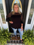 Black leopard bell sleeve top