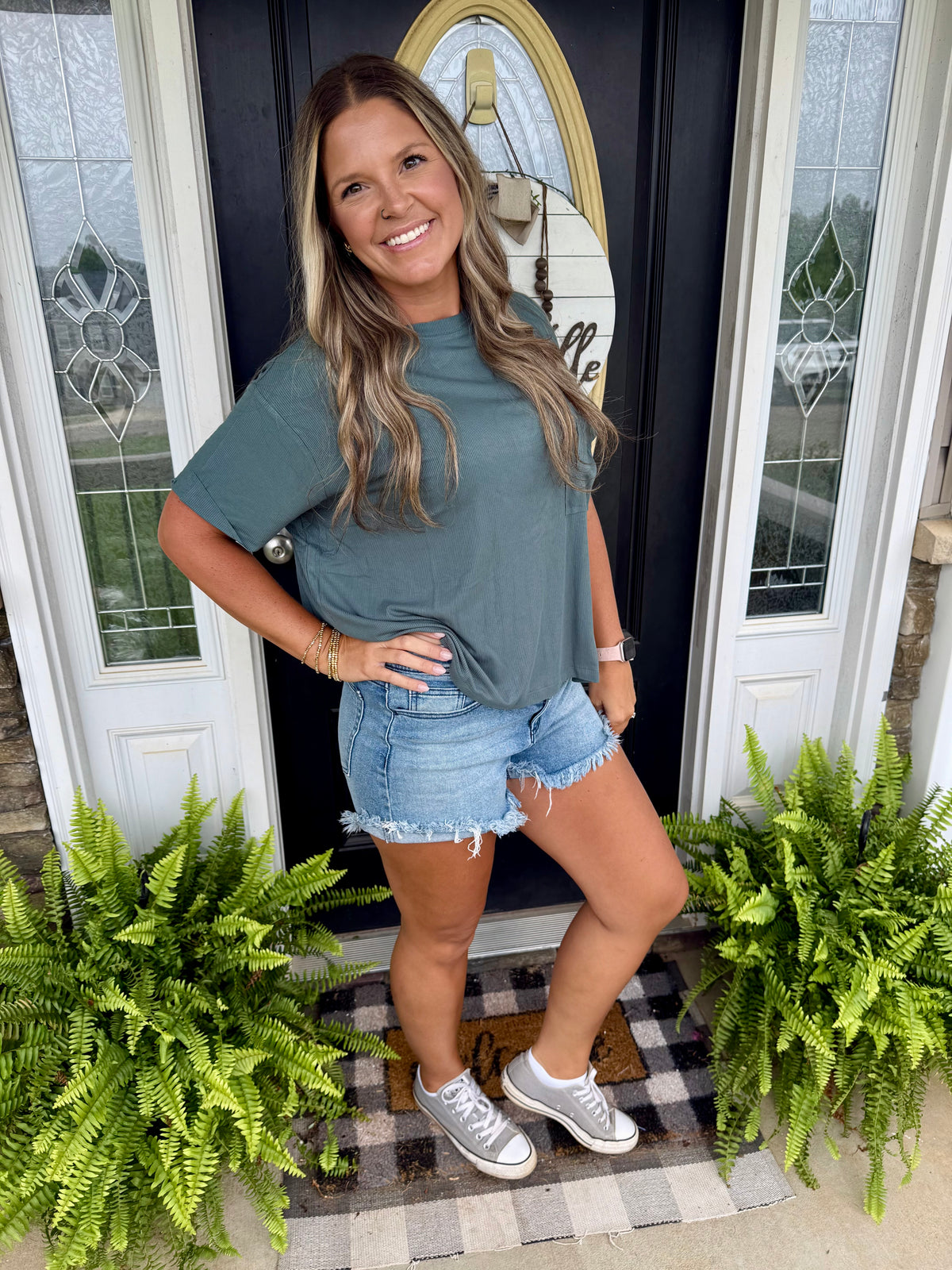 Jade Oversized Ribbed Tee