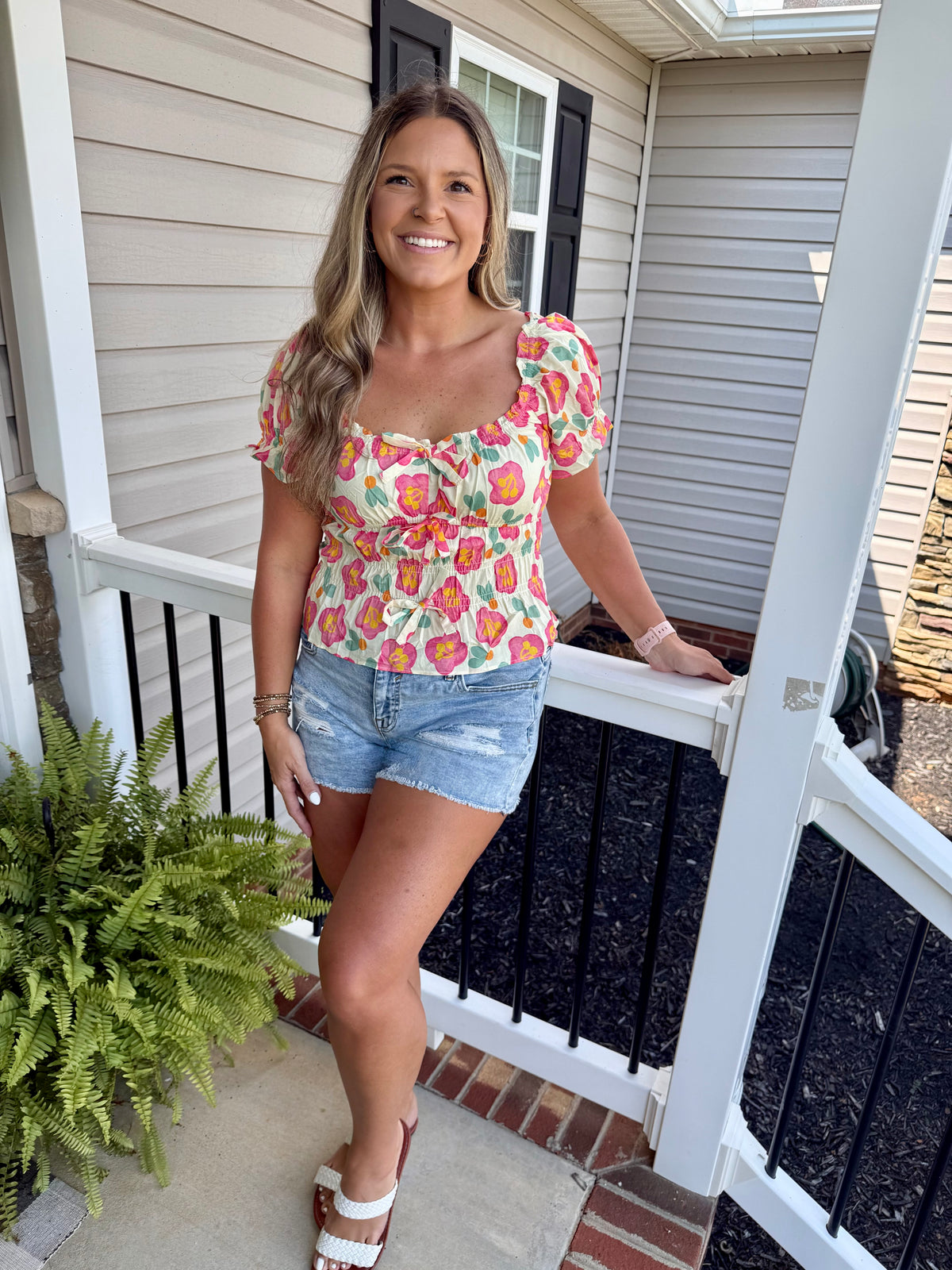 Umgee Pink floral peplum top