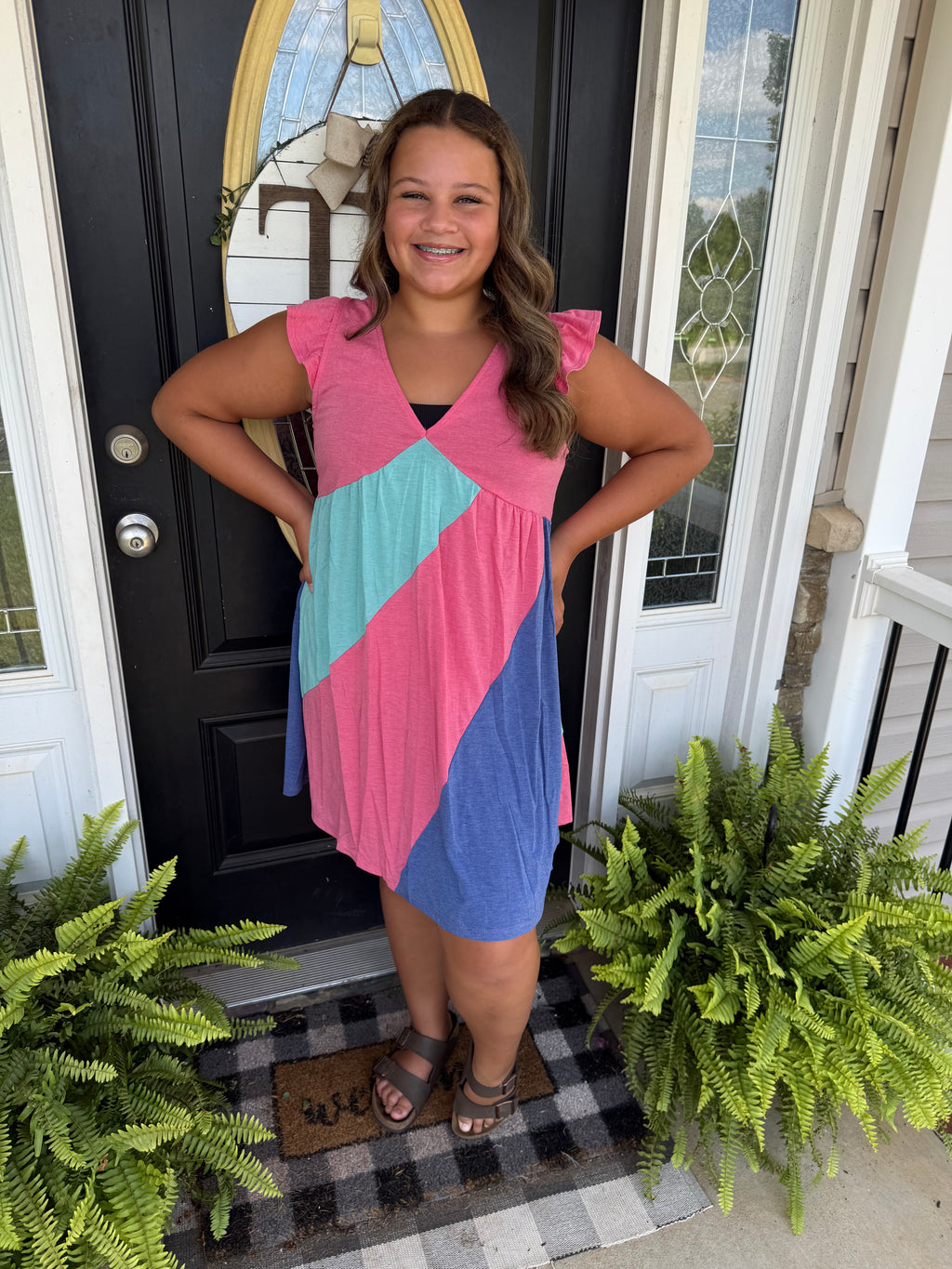 Colorblock babydoll dress
