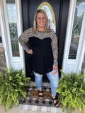 Cream leopard colorblock top