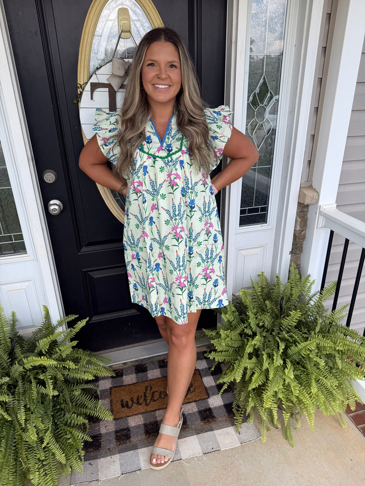 Umgee cream floral mini dress
