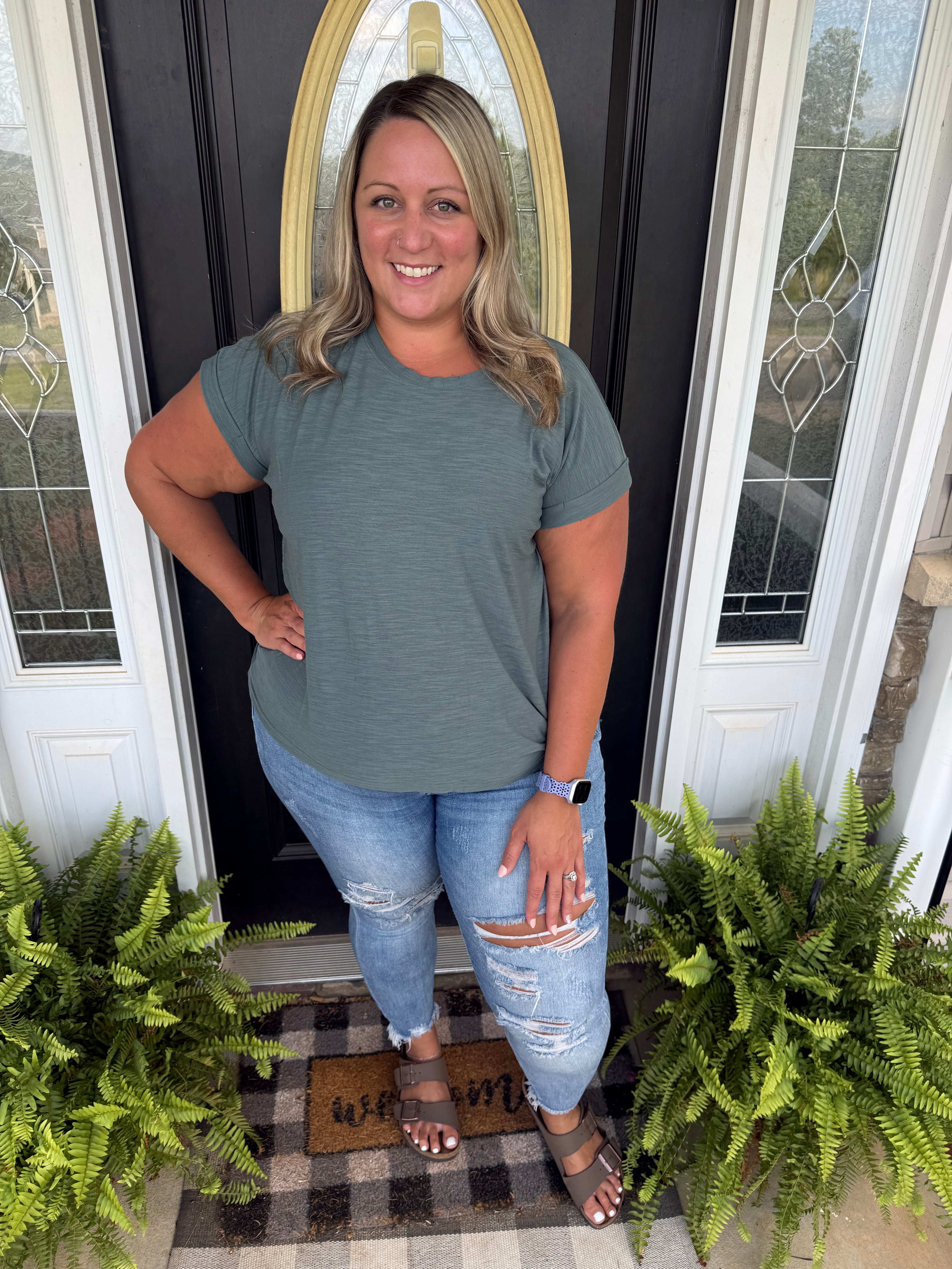 Heather Jade Cuff Sleeve Tee