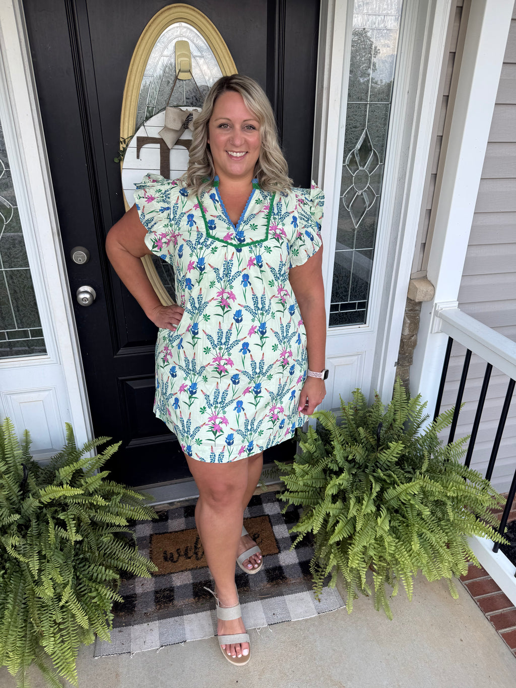 Umgee cream floral mini dress