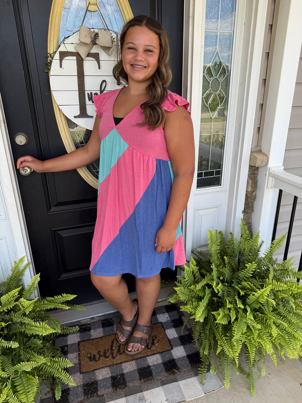 Colorblock babydoll dress