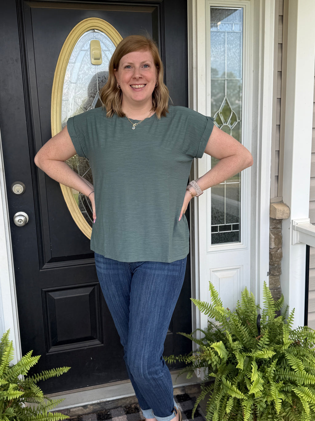 Heather Jade Cuff Sleeve Tee