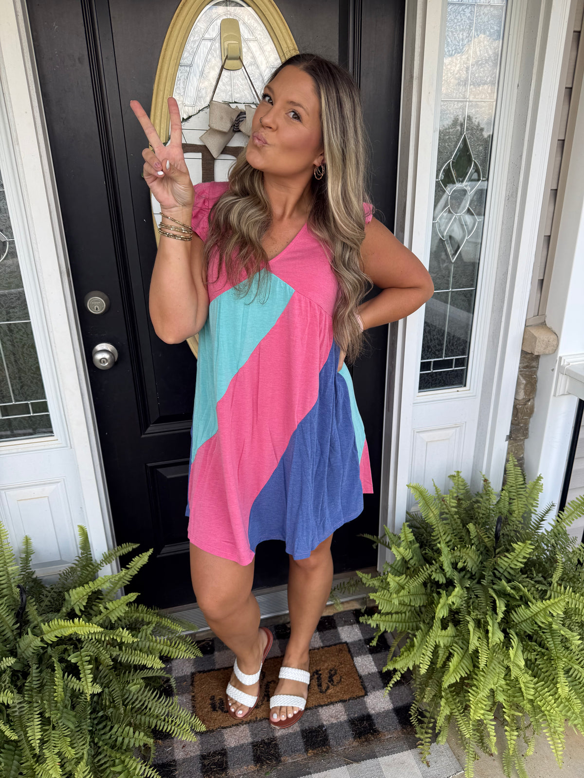 Colorblock babydoll dress