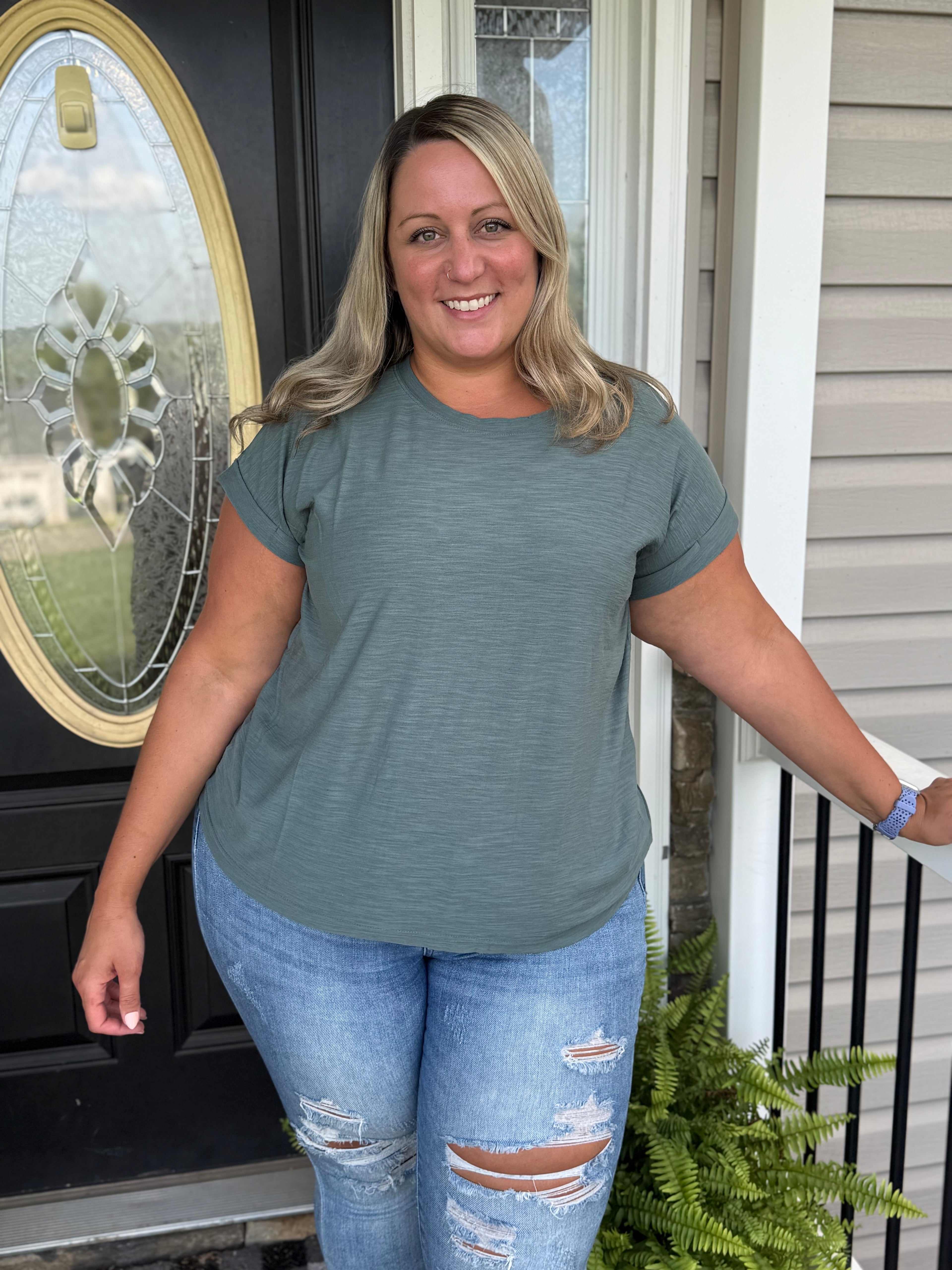 Heather Jade Cuff Sleeve Tee