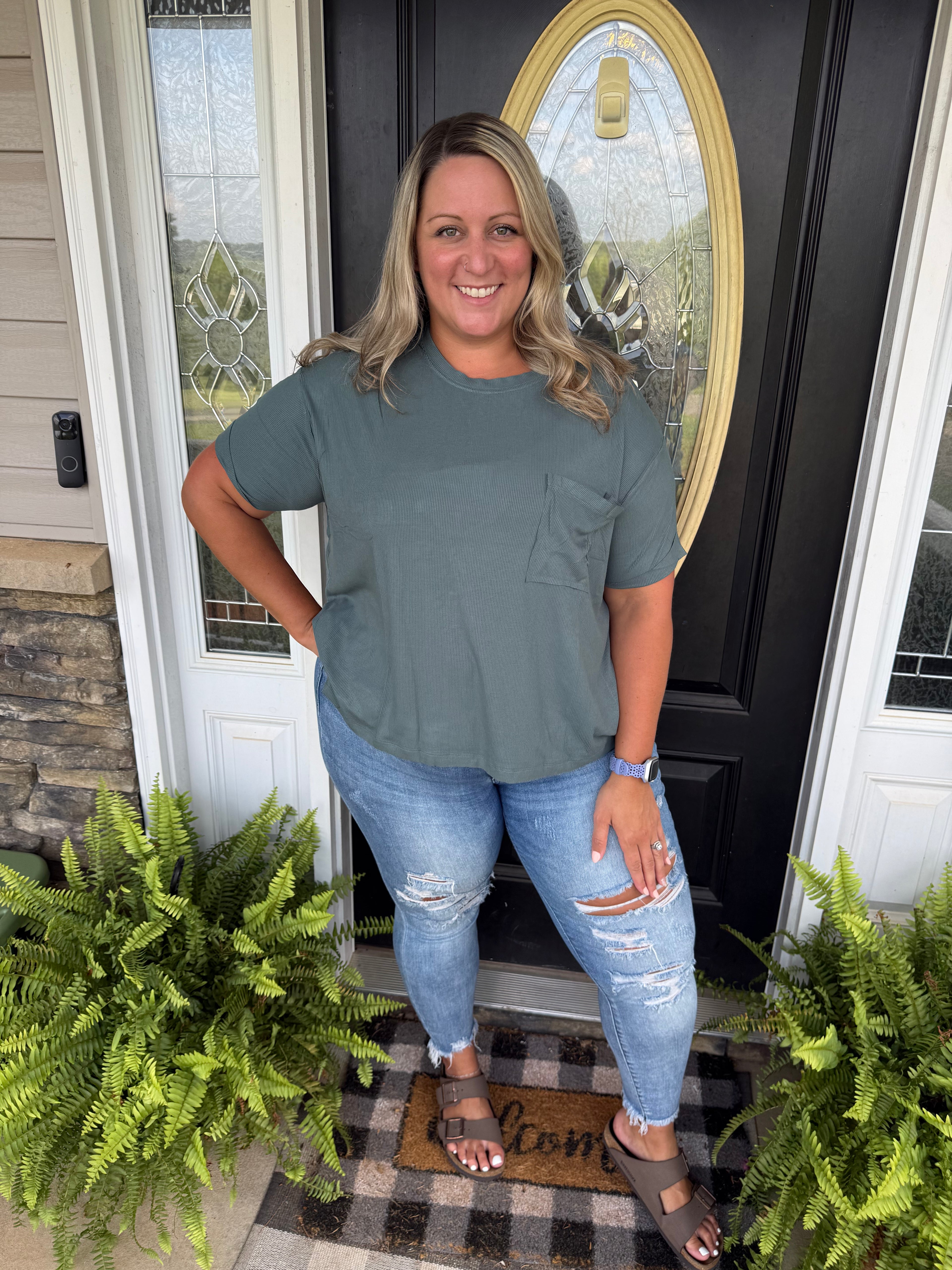 Jade Oversized Ribbed Tee